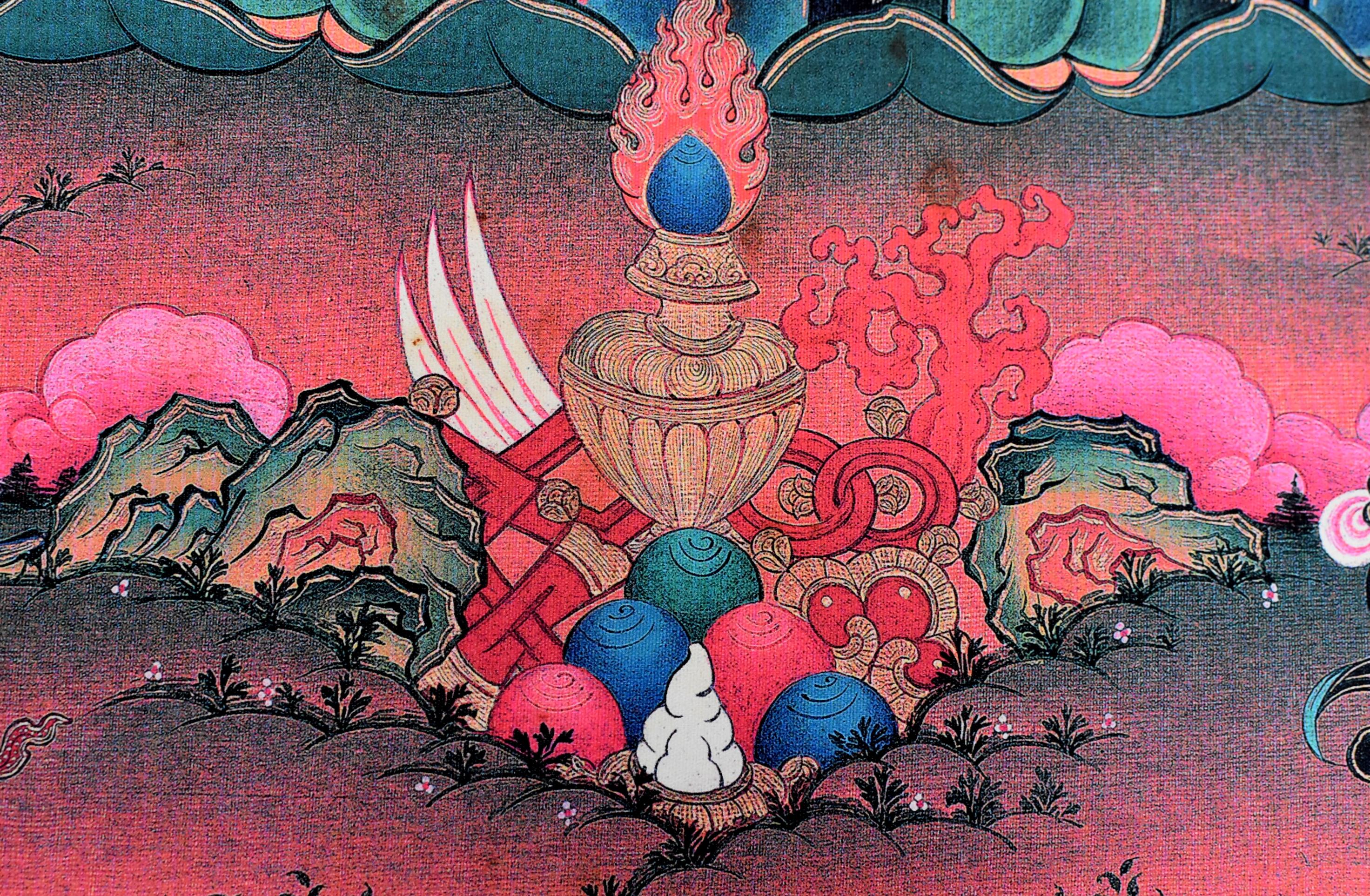 Vintage Tibetan Thangka Painting, Protection God Hayagriva Thanka 12