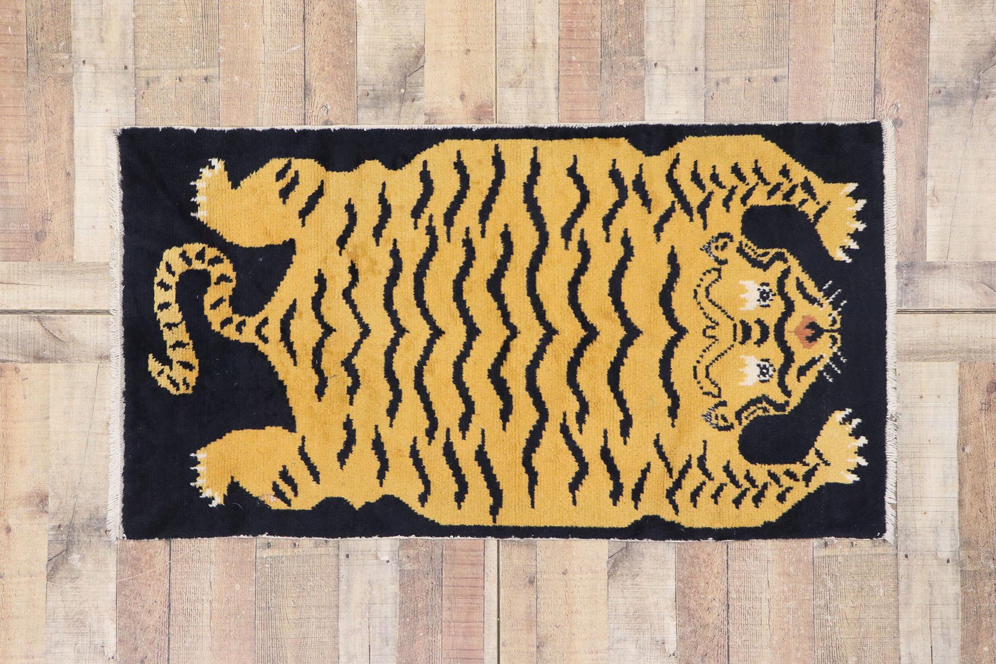 20th Century Vintage Tibetan Tiger Rug 