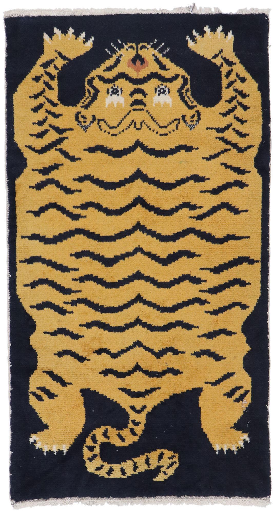 Wool Vintage Tibetan Tiger Rug 