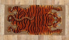 Vintage Tibetan Tiger Rug, Modern Monasteries Meet Ancient Mystique