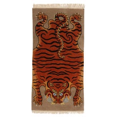 Vintage Tibetan Tiger Rug, Modern Monasteries Meet Ancient Mystique 