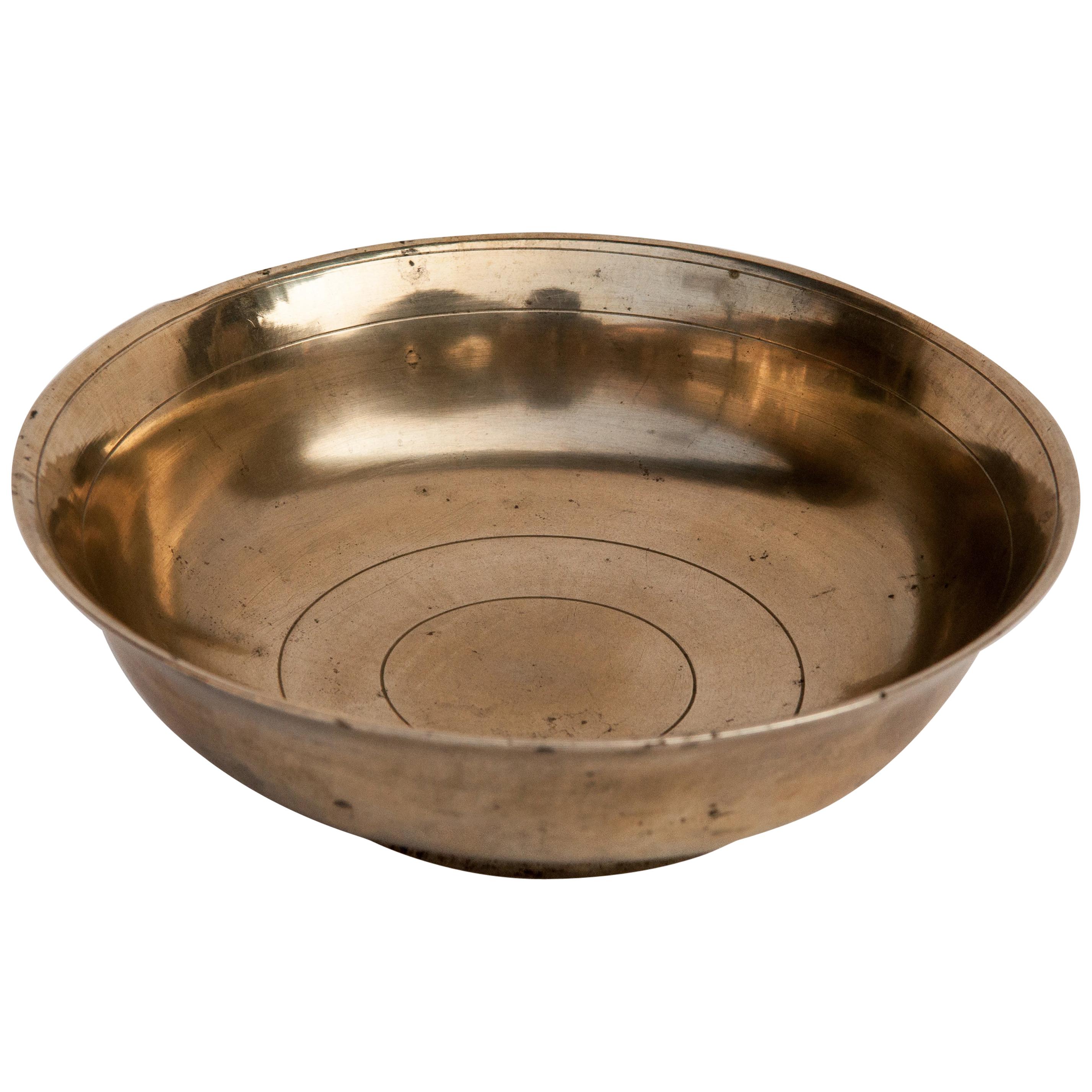 Vintage Tibetan Tsampa Bowl, Bronze, Large, Nepal or Tibet, Mid-20th Century