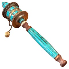 Vintage Tibetan Turquoise Prayer Wheel
