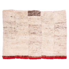 Coperta o tappeto vintage in lana tibetana con pannello finale rosso e marrone 5'11'' x 4'5''