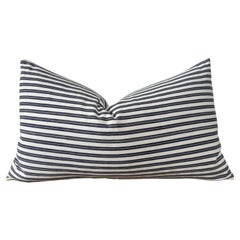 Vintage Ticking Navy and White Stripe Lumbar Pillow with Insert