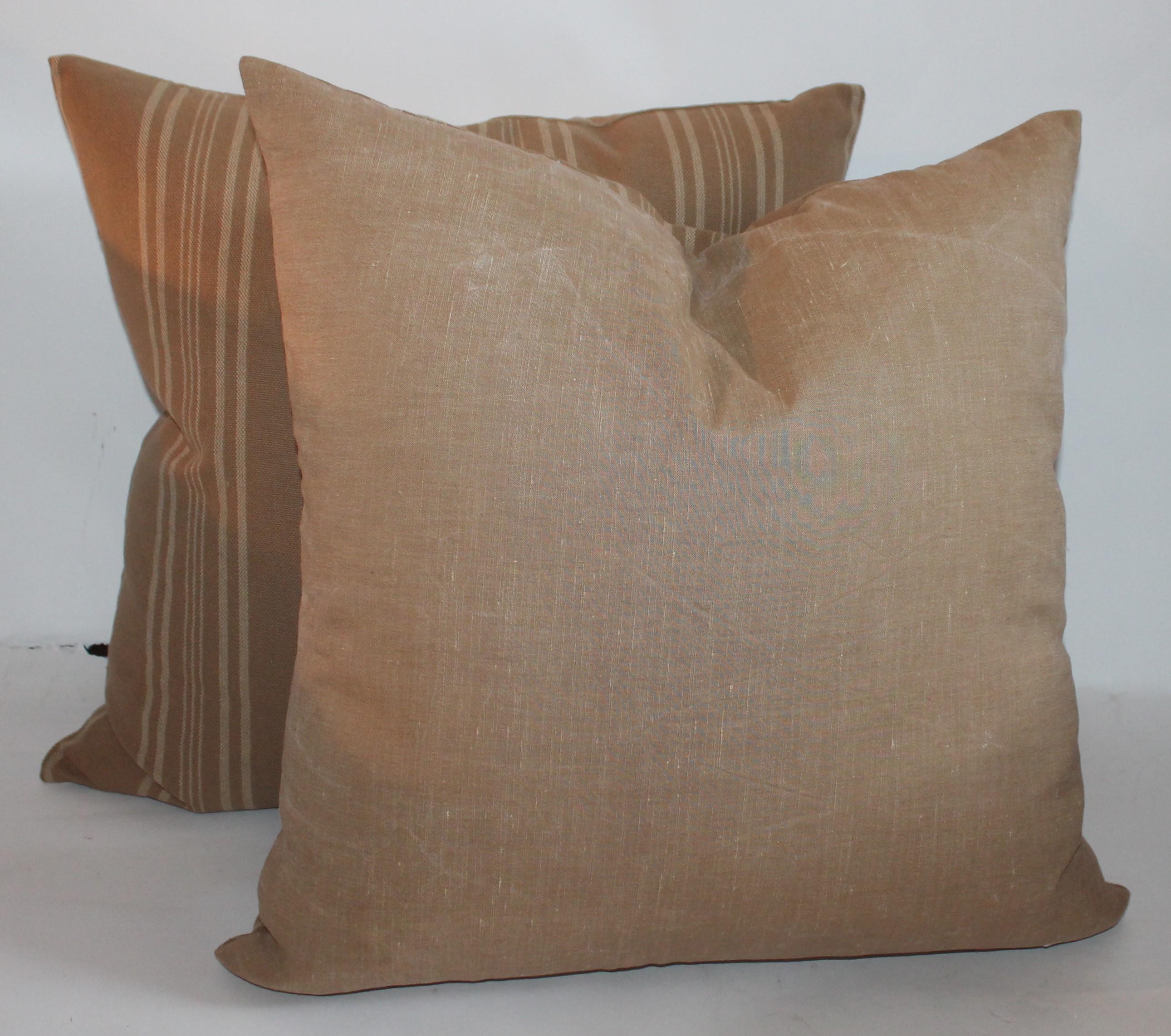 American Vintage Ticking Pillows or Pair For Sale
