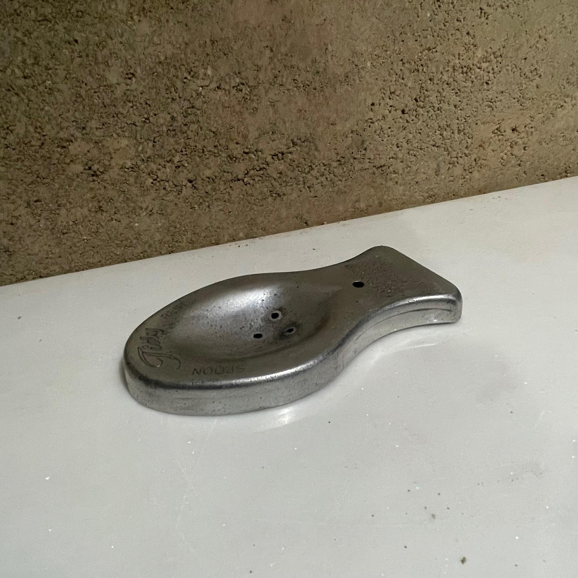 Mid-Century Modern Vintage Tidy Spoon Rest Unbreakable Aluminum 1950s Modern Kitchen Classic For Sale