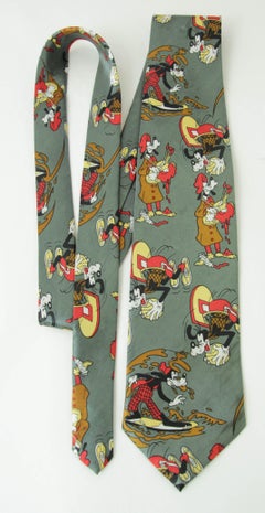 Vintage Tie Walt Disney Goofy Green Comics