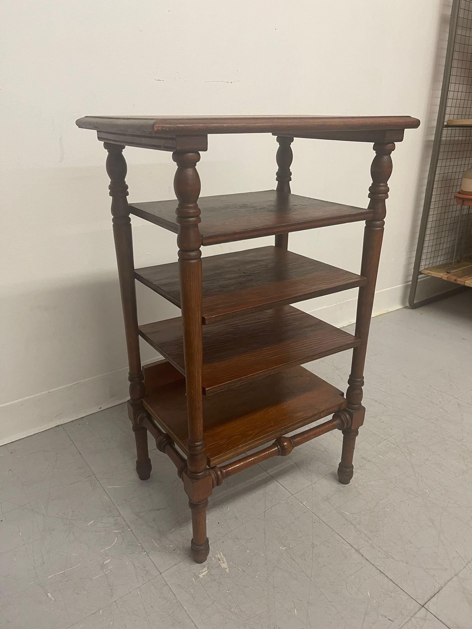Vintage Tiered Bookshelf Etagere Side Table In Good Condition In Seattle, WA