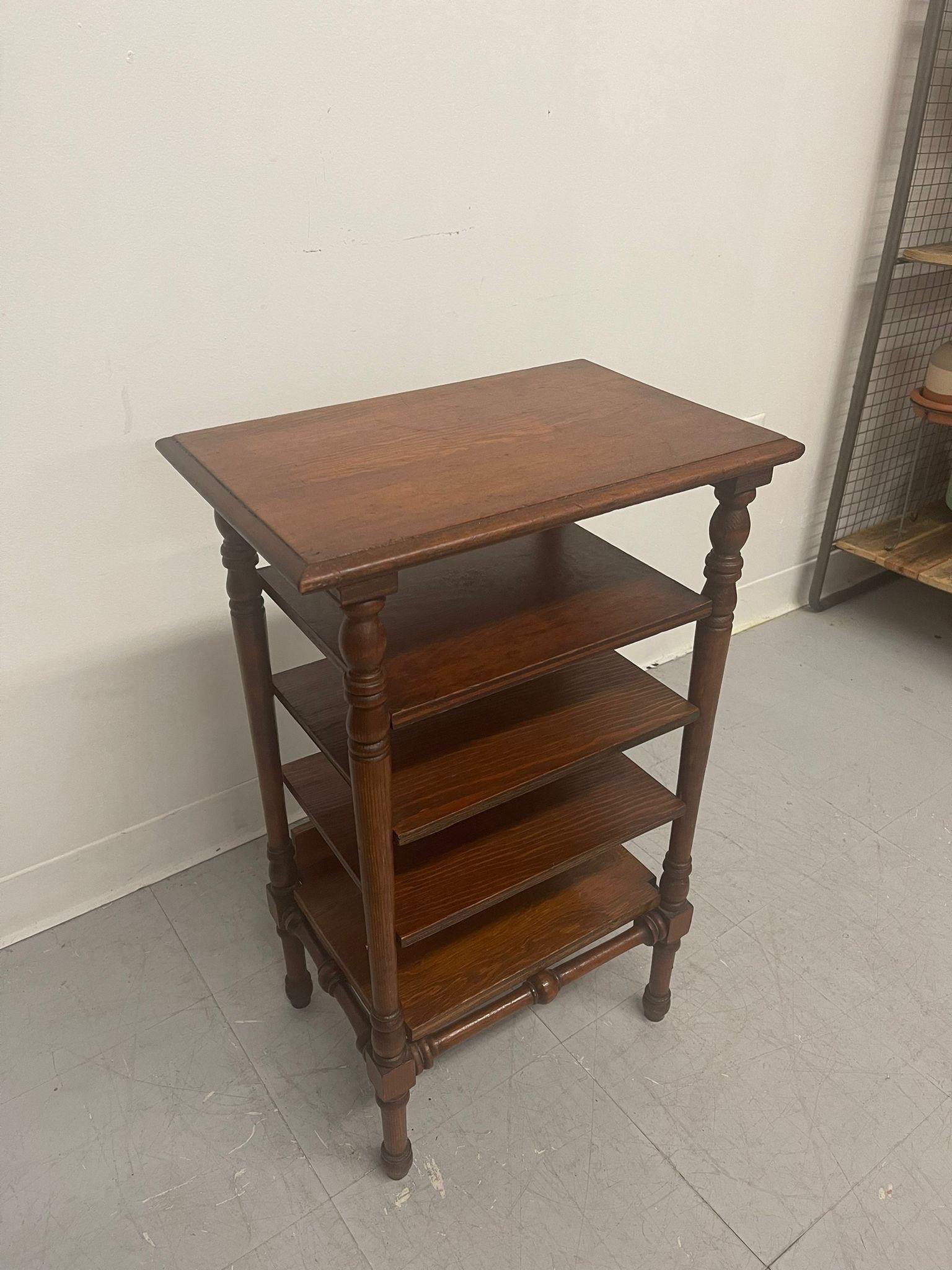 Wood Vintage Tiered Bookshelf Etagere Side Table