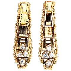 Vintage Tiered Circumference Beaded .30 Carat Diamond Dangle Earrings 14 Karat