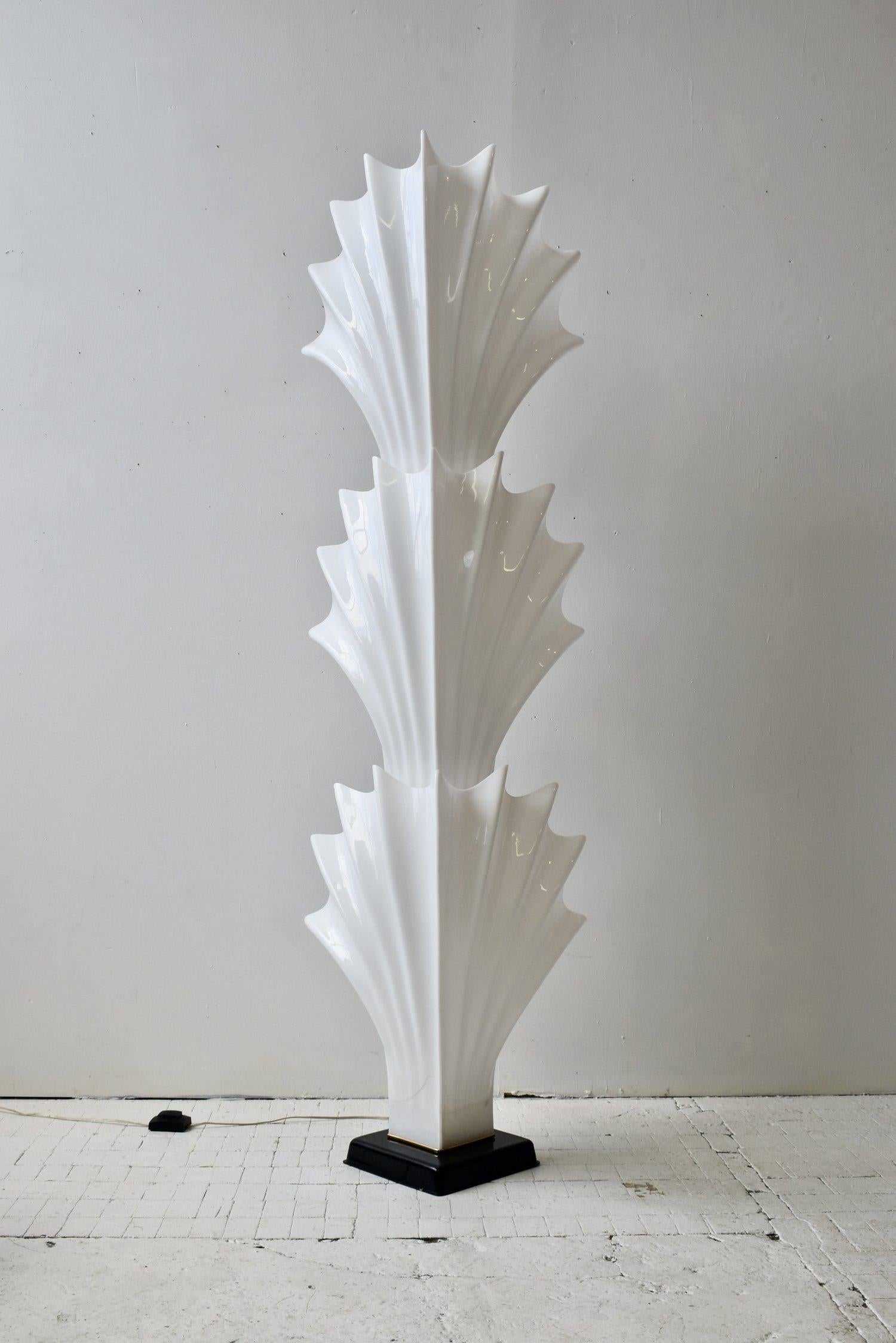 Post-Modern Vintage Tiered Molded Plexi Shell Floor Lamp by Roger Rougier, Circa 1970s