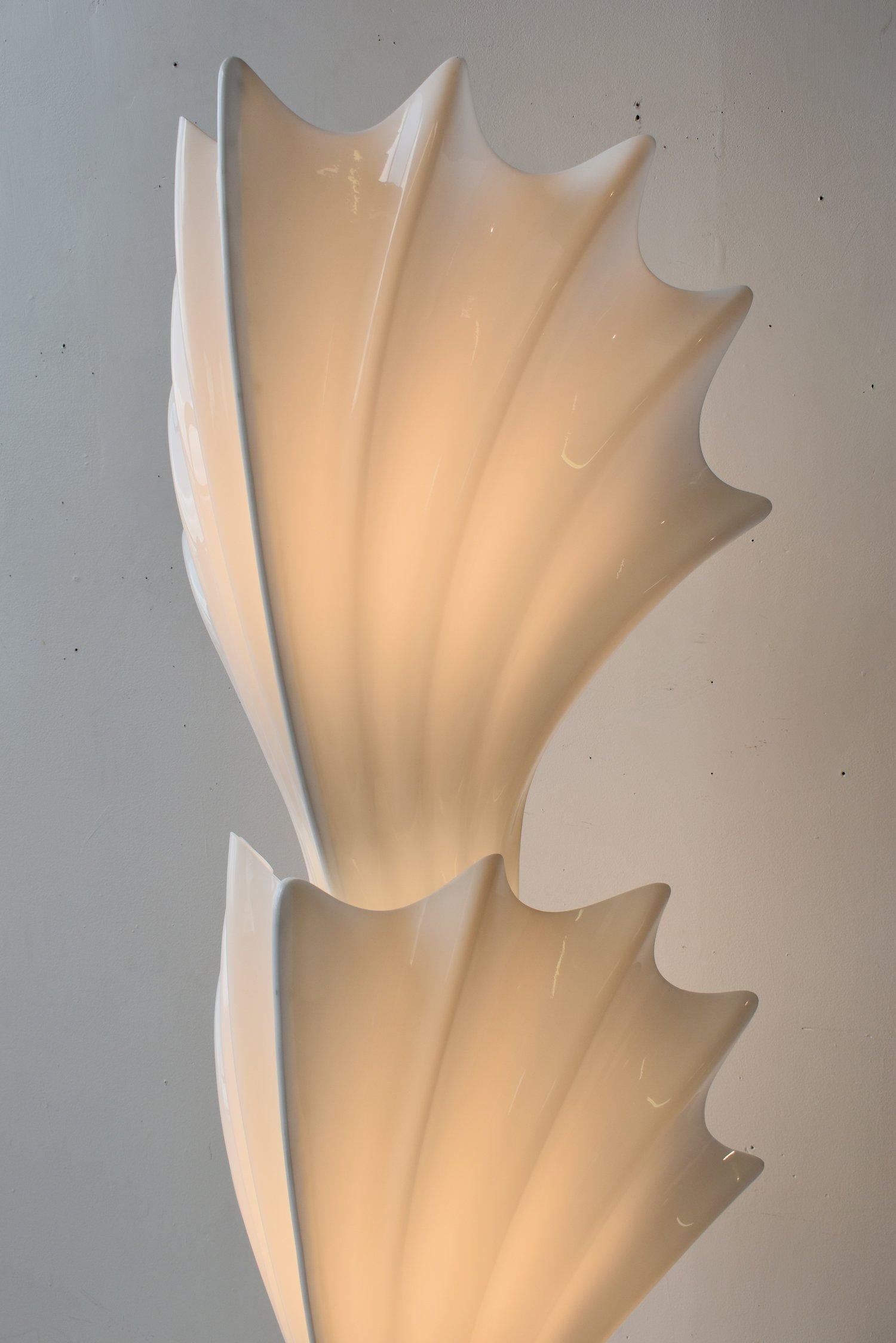 Vintage Tiered Molded Plexi Shell Floor Lamp by Roger Rougier, Circa 1970s 2