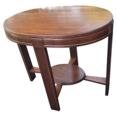 Table d'appoint vintage en noyer ovale extensible à plusieurs niveaux pour cartes, thé, désert ou bar
