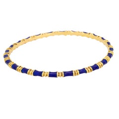 Armreif aus 18 Karat Gelbgold und blauer Emaille von Tiffany Vintage
