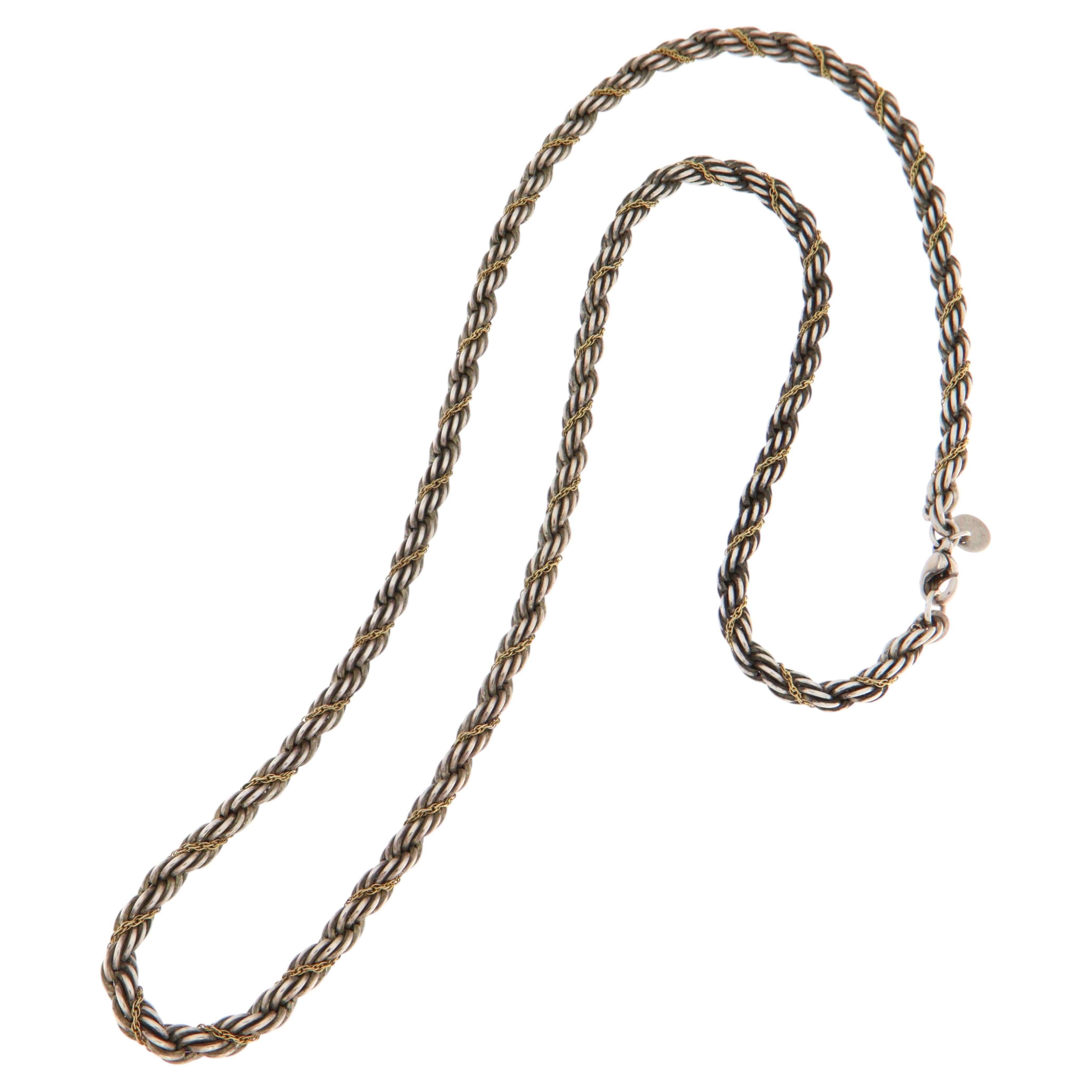 Vintage Tiffany 18K Yellow Gold Silver Chain Necklace