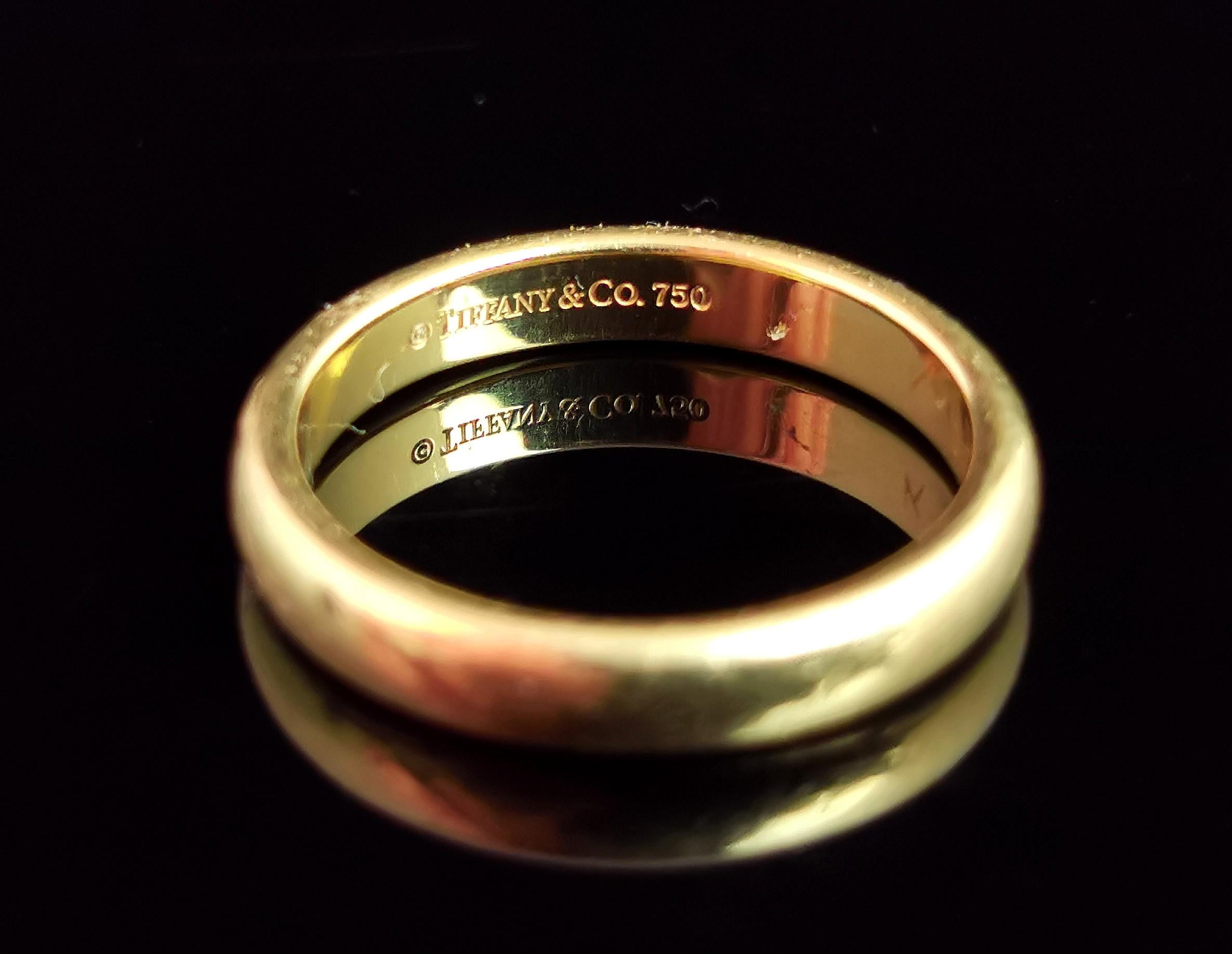 Vintage Tiffany & Co. 18k Yellow Gold Wedding Band Ring In Fair Condition In NEWARK, GB