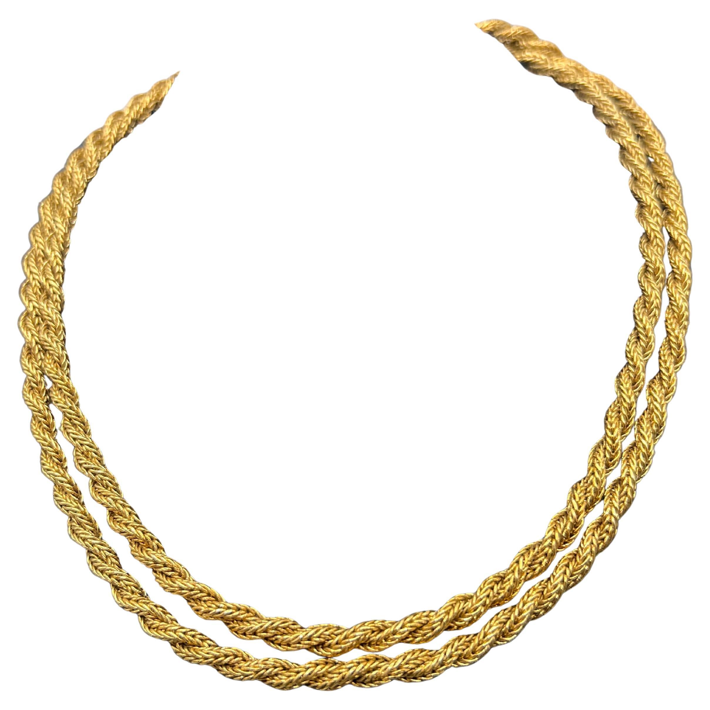 Vintage Tiffany 18 Karat Gold gedrehte Seil-Halskette, Vintage im Angebot