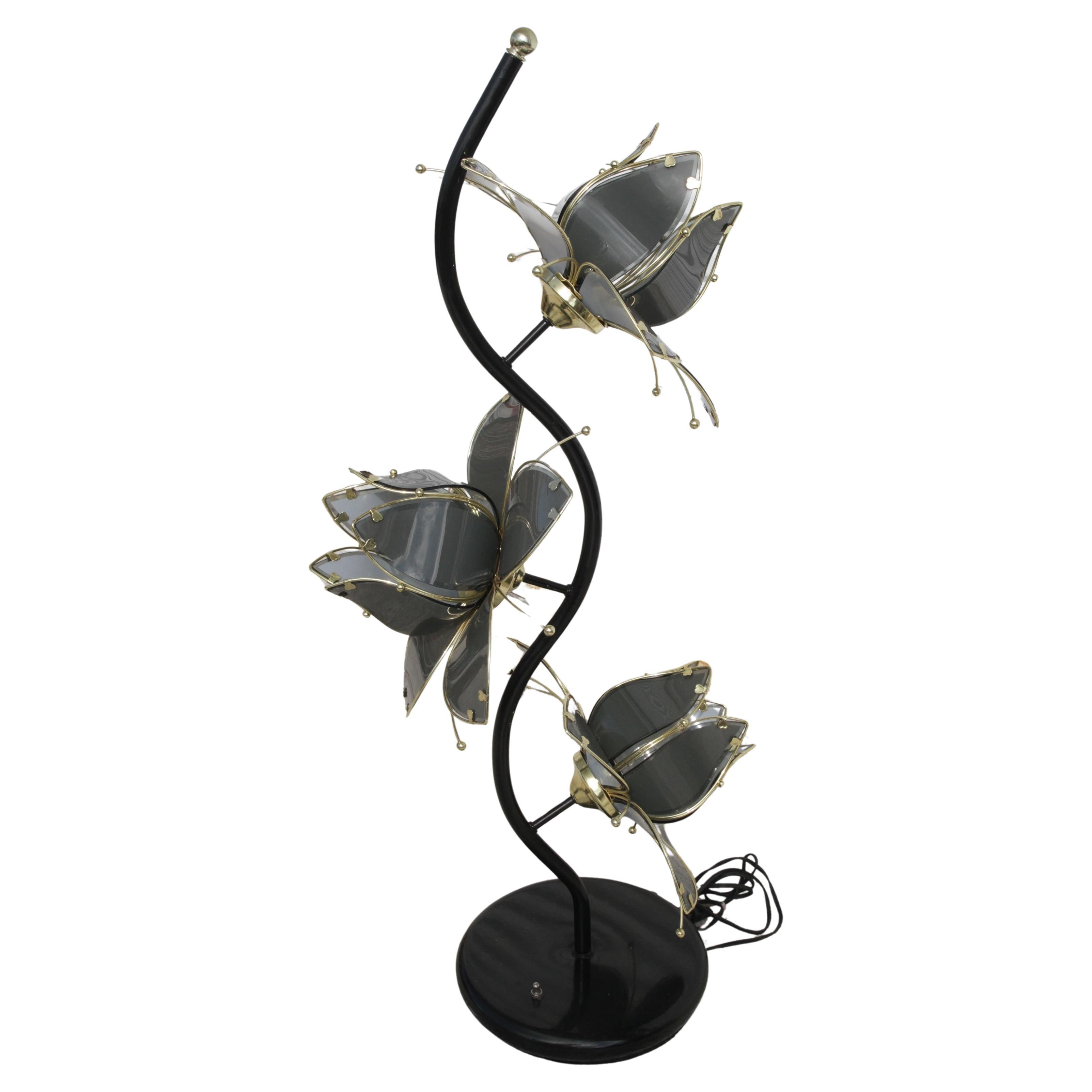 Vintage Tiffany 3 light lotus floor lamp