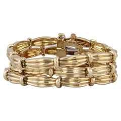 Vintage Tiffany 3-Row Bracelet 18k Yellow Gold w/ Box Magazine 7" 18mm