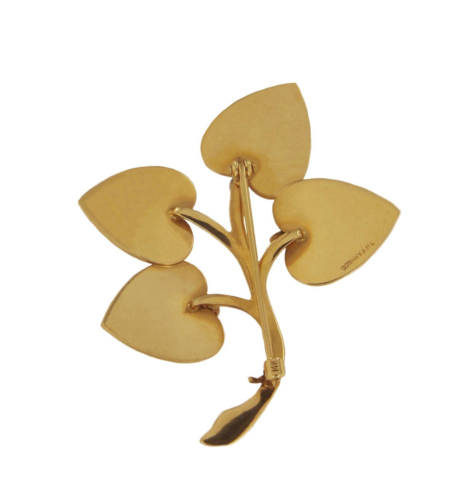 Tiffany & Co. Broche vintage en or jaune avec 4 pierres Unisexe en vente