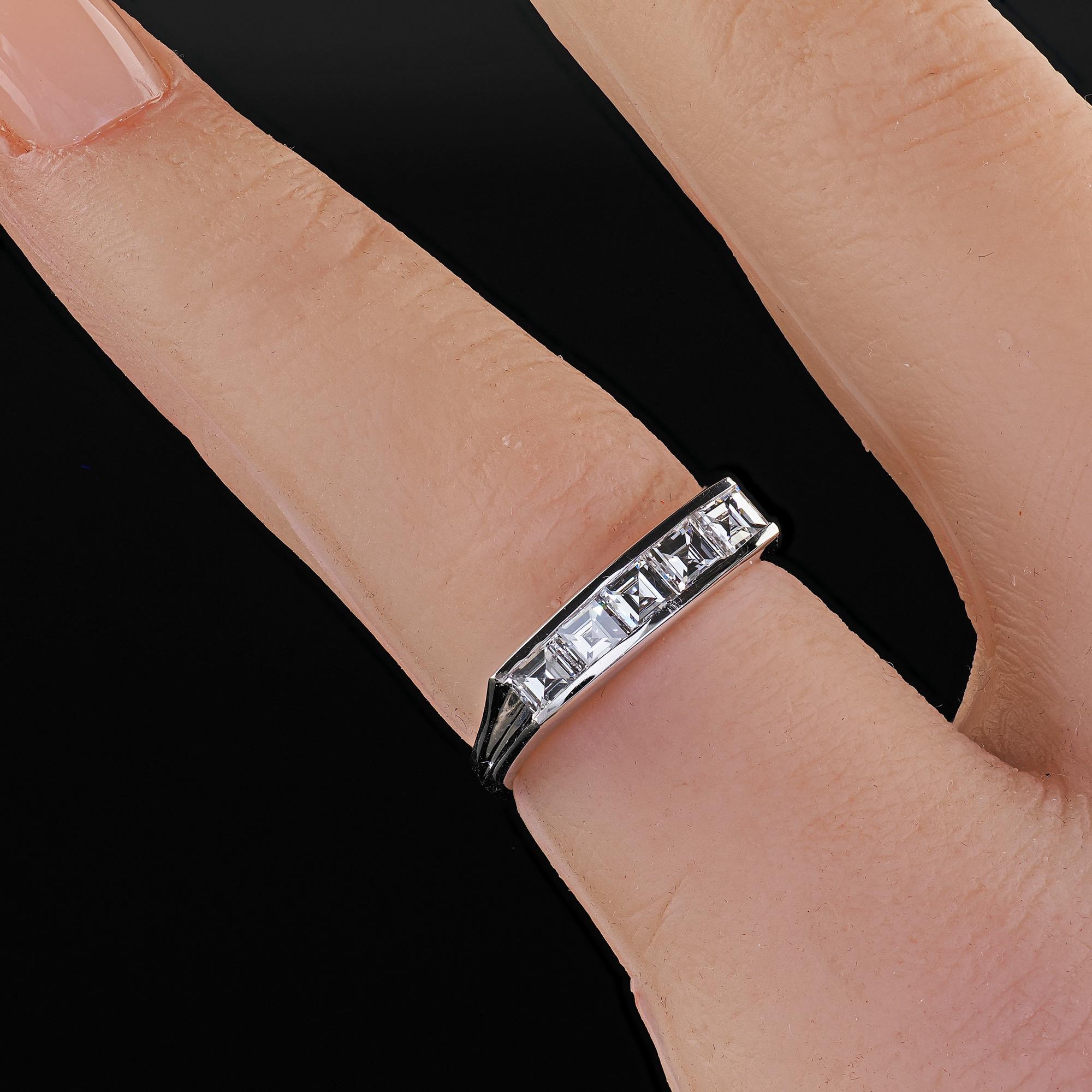 Vintage Tiffany & Co 14K Golding & Co Platinum Diamond Cut Band Ring en vente 4