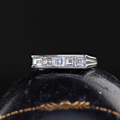 Vintage Tiffany and Co 14K Gold and Platinum Carre Cut Diamond Band Ring