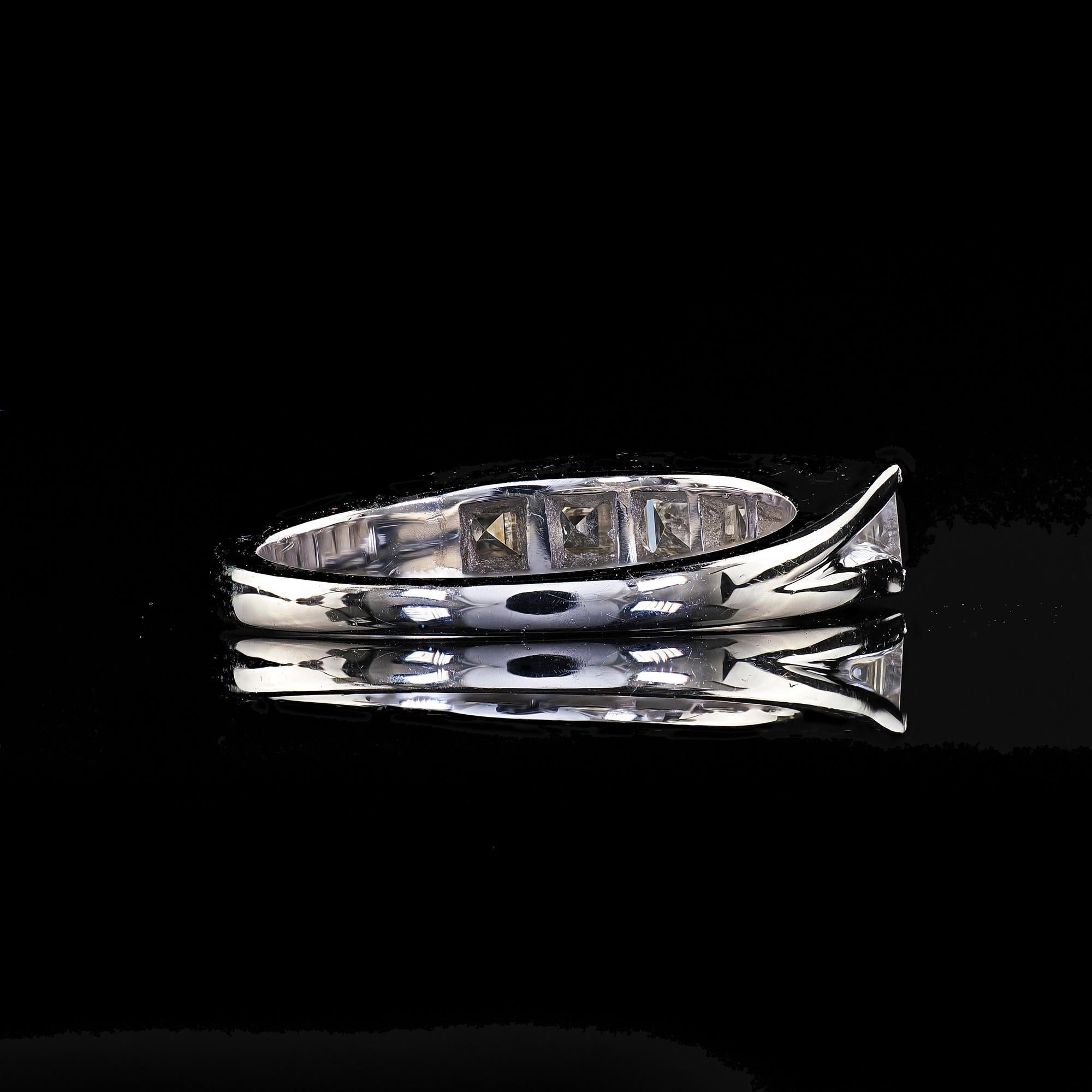 Vintage Tiffany & Co 14K Golding & Co Platinum Diamond Cut Band Ring en vente 2
