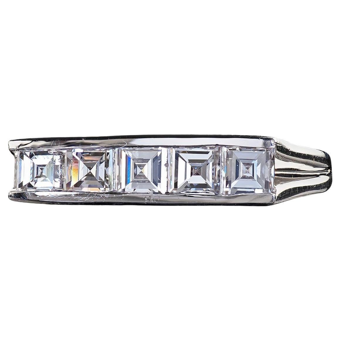 Vintage Tiffany & Co 14K Gold und Platin Carre Cut Diamond Band Ring