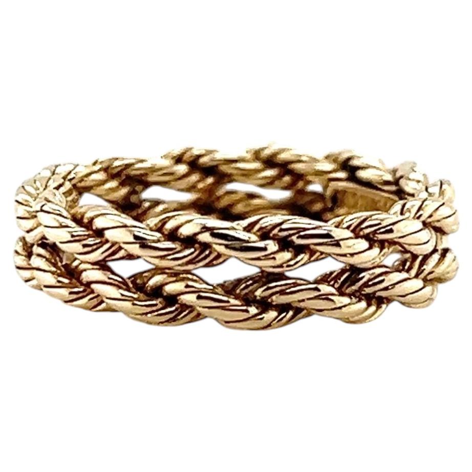 Vintage Tiffany and Co. 14k Yellow Gold Double Rope Twisted Ring/Band