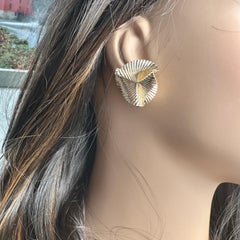 Vintage Tiffany & Co. 14K Yellow Gold Ribbon Clip-On 1 Inch Earrings