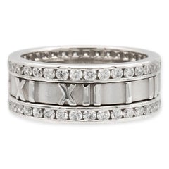 Vintage Tiffany and Co. 18K White Gold Atlas Diamond Ring 8.5mm Size 8