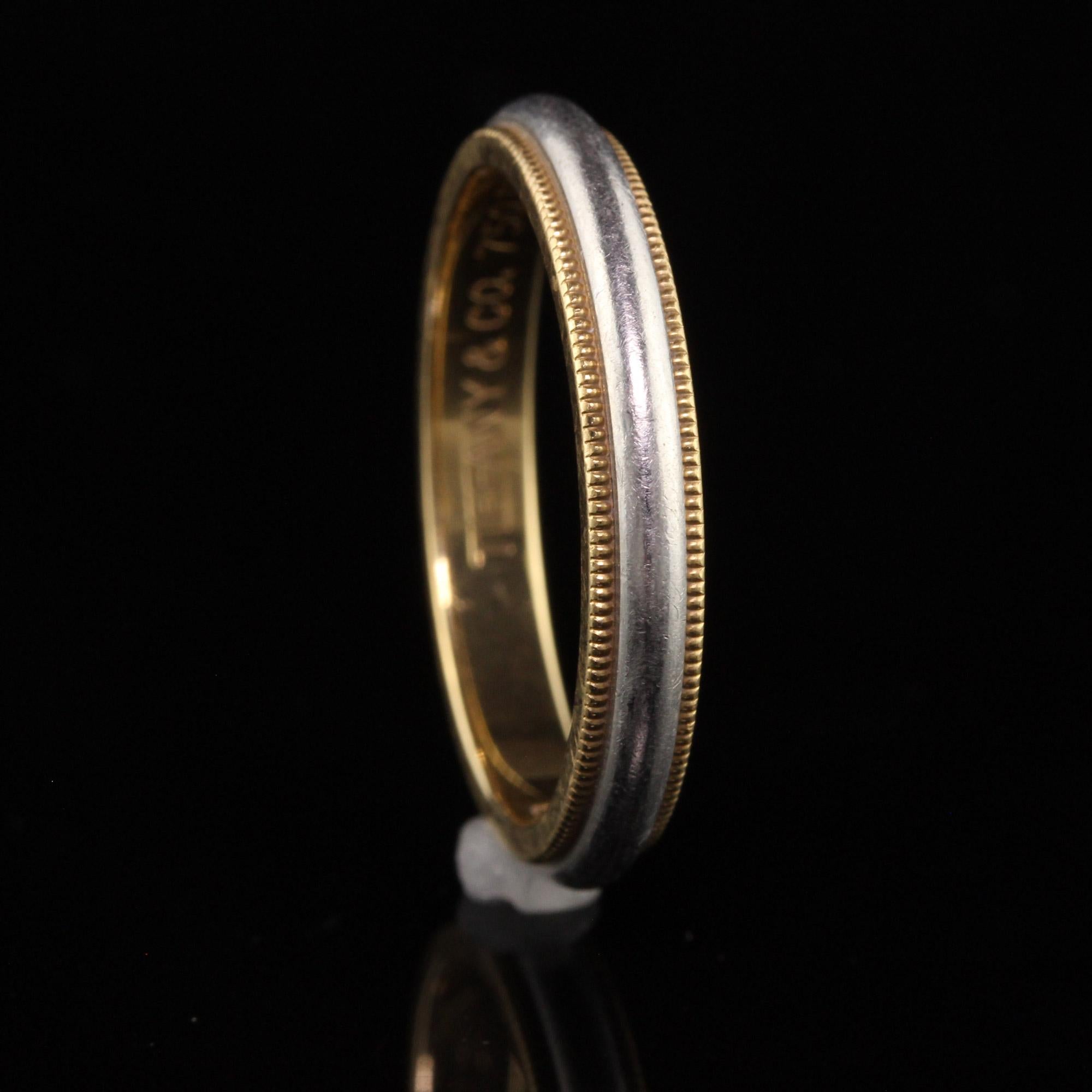 Retro Vintage Tiffany & Co. 18K Yellow Gold and Platinum Wedding Band For Sale
