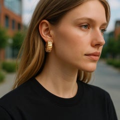 Vintage Tiffany and Co 18K Yellow Gold Hoop Earrings