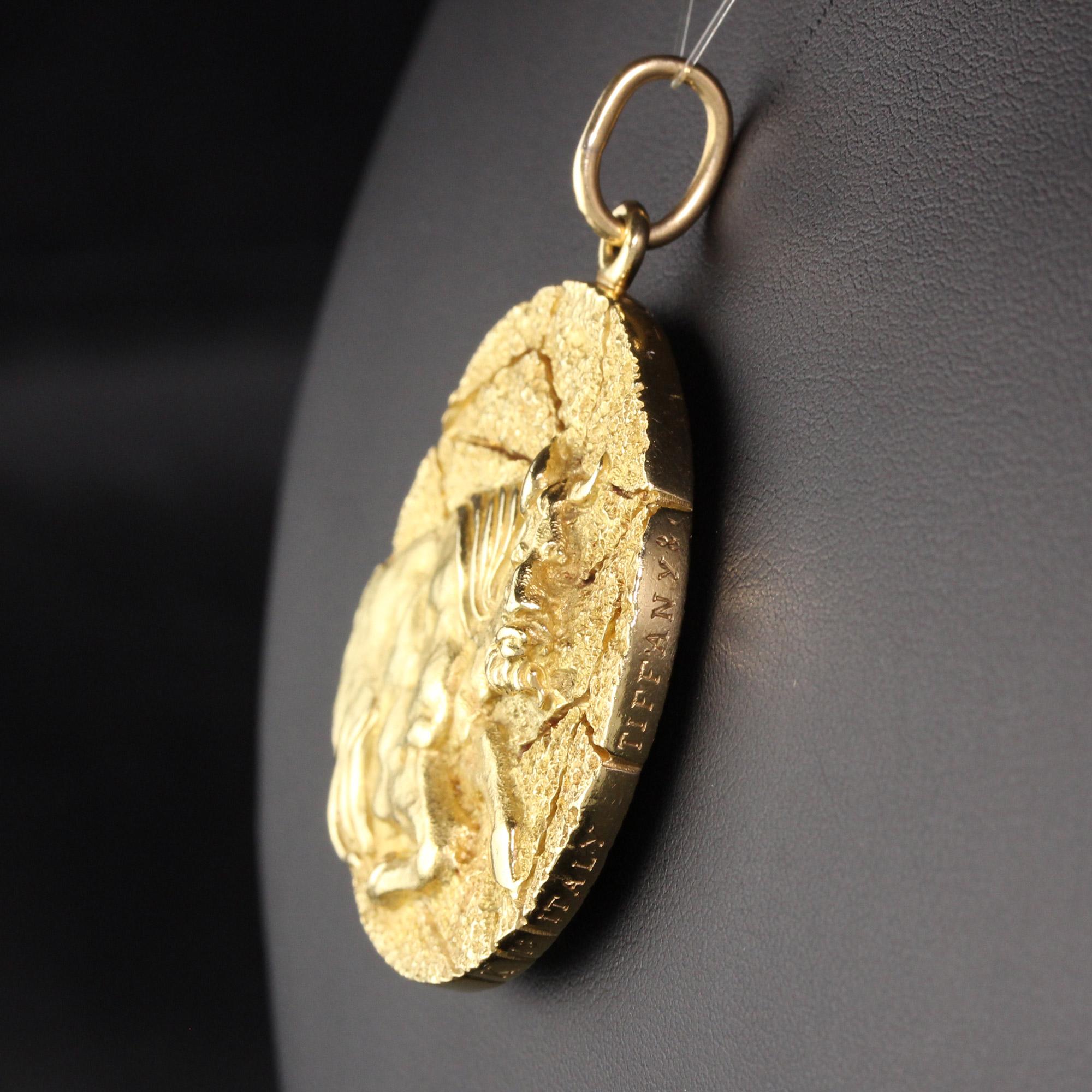 Retro Vintage Tiffany & Co. 18k Yellow Gold Taurus Zodiac Pendant