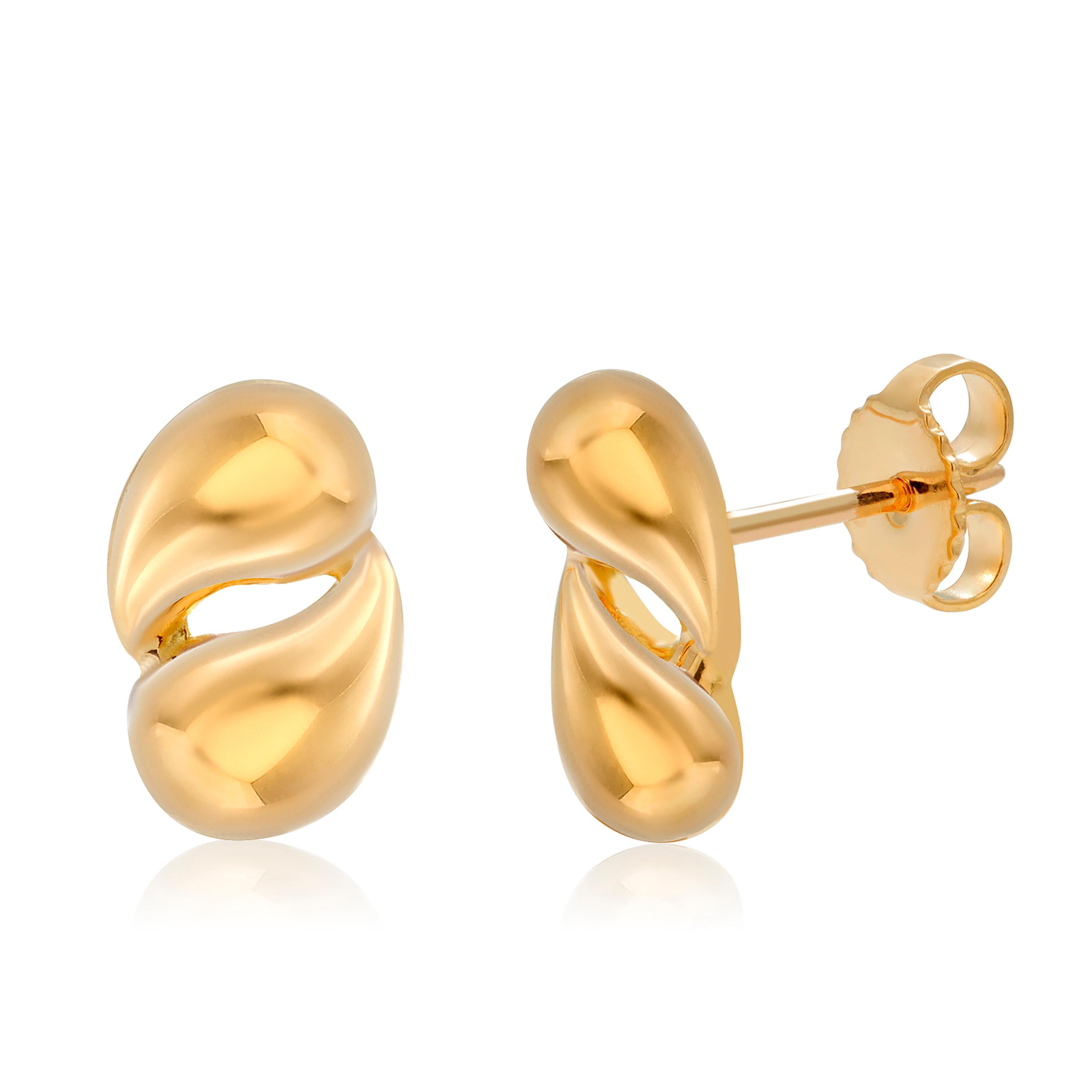 Contemporary Elsa Peretti for Tiffany Co Vintage Bean Design 18 Karat Gold 0.50 Inch Earrings For Sale