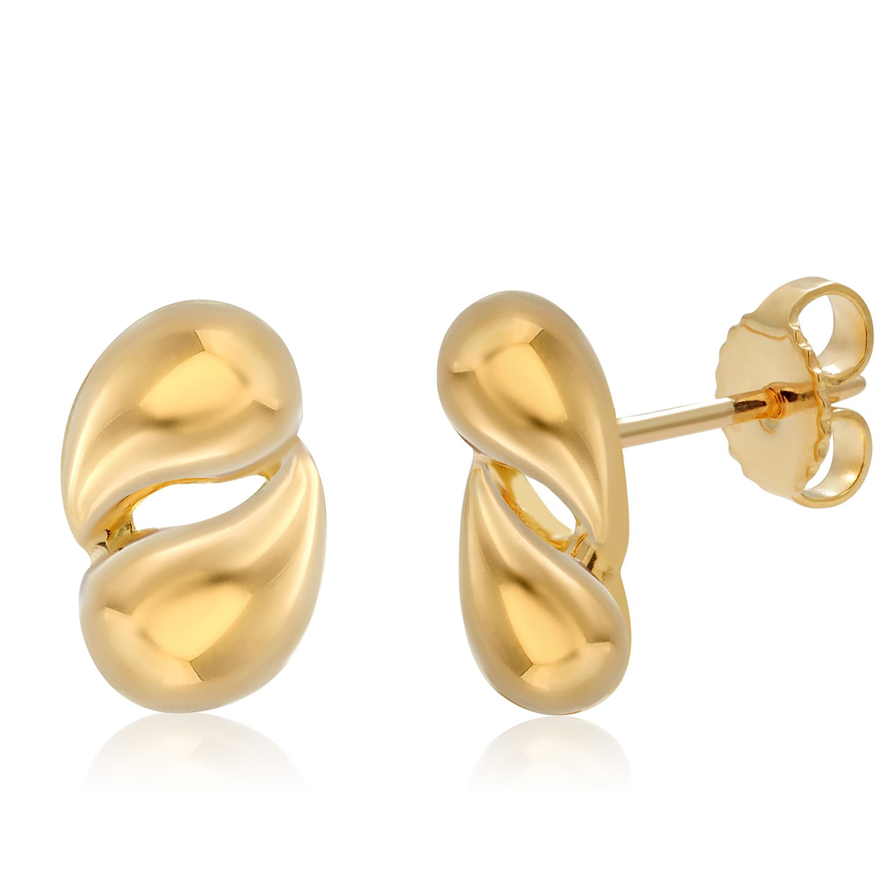 Elsa Peretti for Tiffany Co Vintage Bean Design 18 Karat Gold 0.50 Inch Earrings For Sale 1