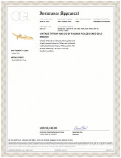 Paloma Picasso for Tiffany Co Raro broche modernista de oro de 18 quilates de 1,60 pulg.