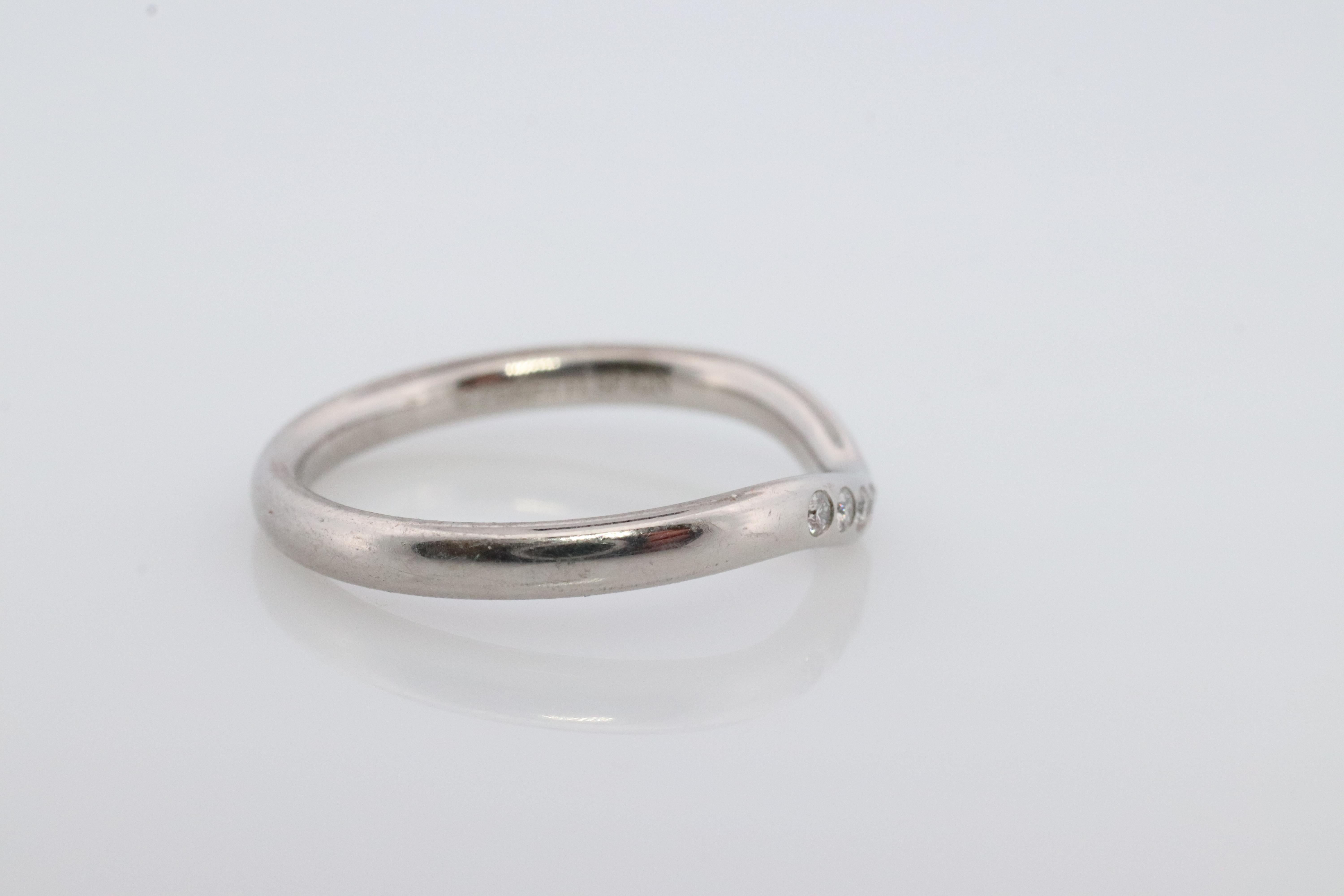 Vintage Tiffany and Co. Diamond Eternity Platinum Ring. Tiffany Curve PT950 band In Good Condition For Sale In Port Charlotte, FL