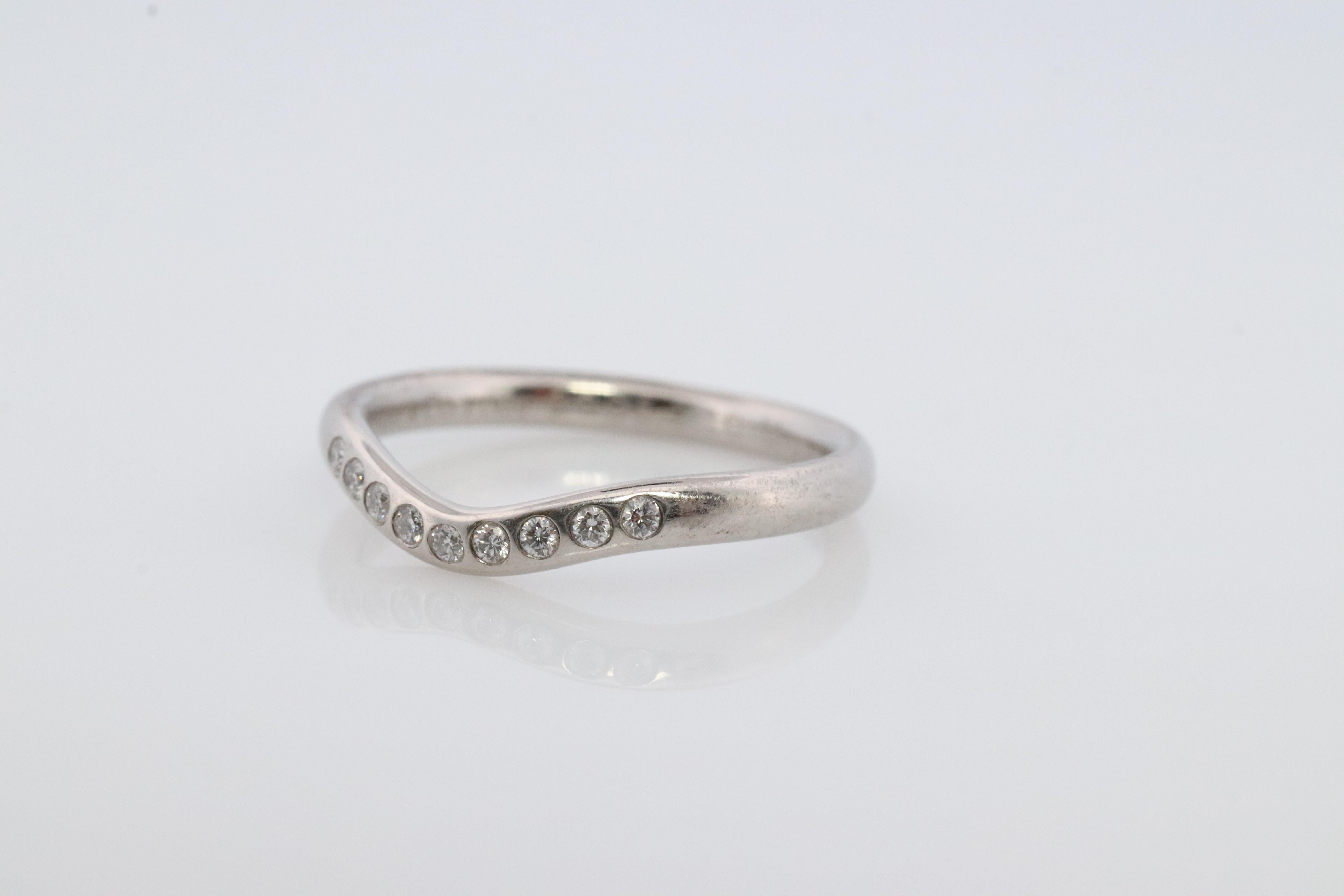 Vintage Tiffany and Co. Diamond Eternity Platinum Ring. Tiffany Curve PT950 band For Sale 3