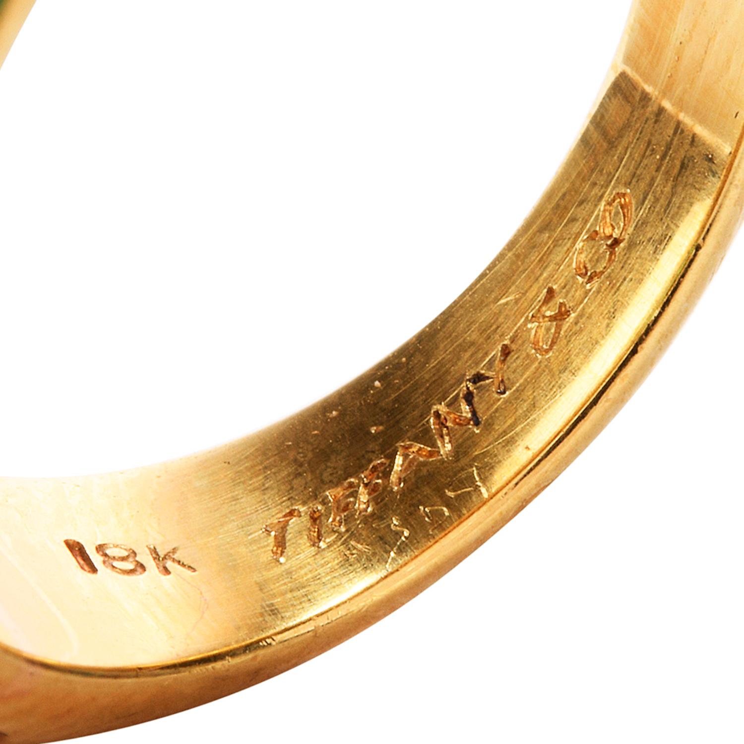 Weinlese Tiffany & Co. Diamant GIA Smaragd 18 Karat Cocktail-Ring im Angebot 4