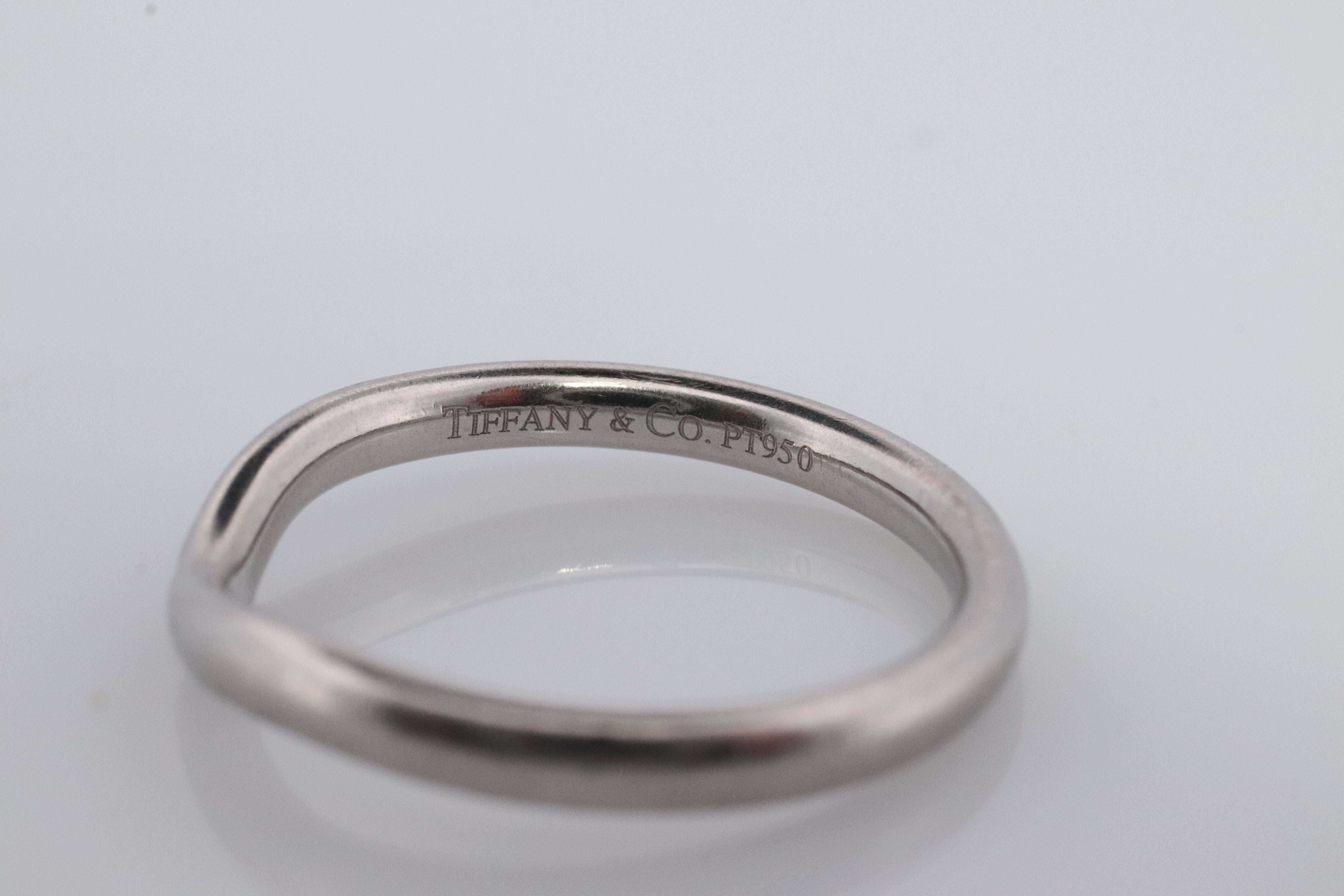 Women's Vintage Tiffany and Co. Diamond Platinum Ring. Tiffany Curve PT950 band. For Sale