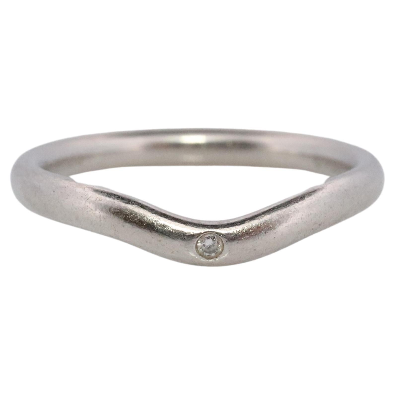 Vintage Tiffany und Co. Platinring mit Diamanten. Tiffany Curve PT950 Band.