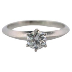 Vintage Tiffany and Co. Diamond Ring. Authentic 0.36ct Tiffany Platinum Diamond