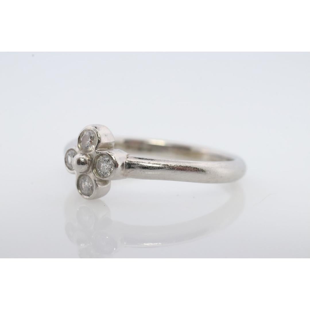 Vintage Tiffany and Co. Diamond Ring. Authentic Tiffany Platinum Diamond Wave In Good Condition For Sale In Port Charlotte, FL