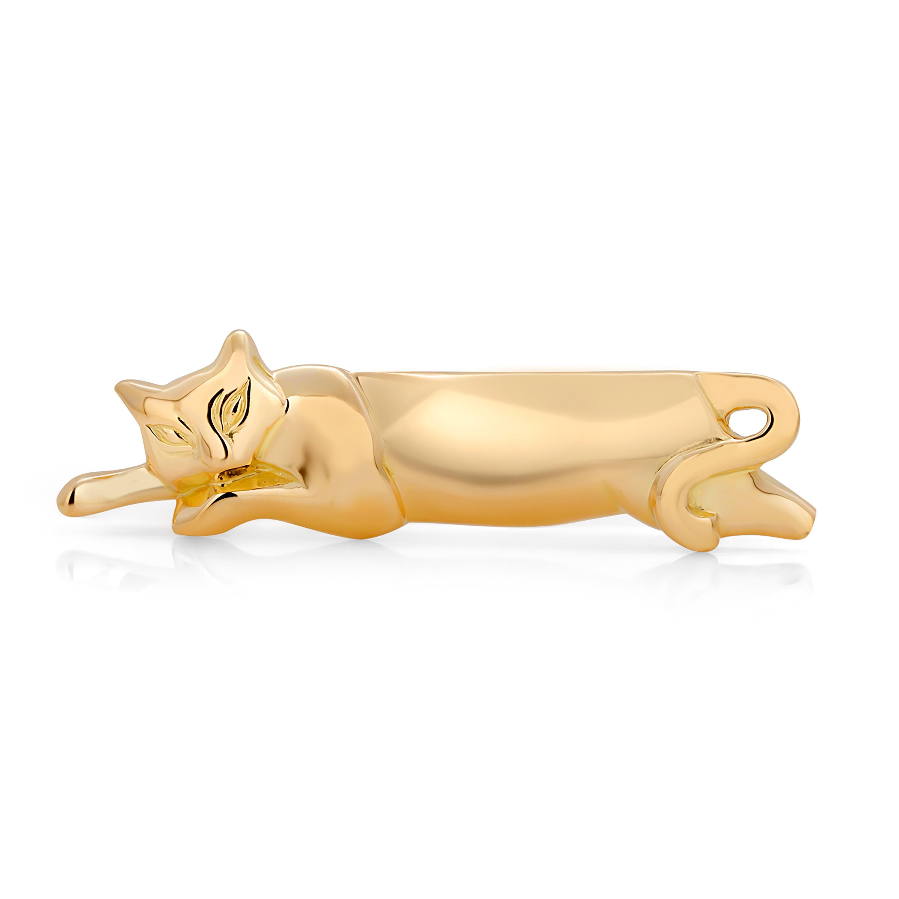 Contemporary Vintage Tiffany and Co Eighteen Karat Yellow Gold Cat Brooch 1983 