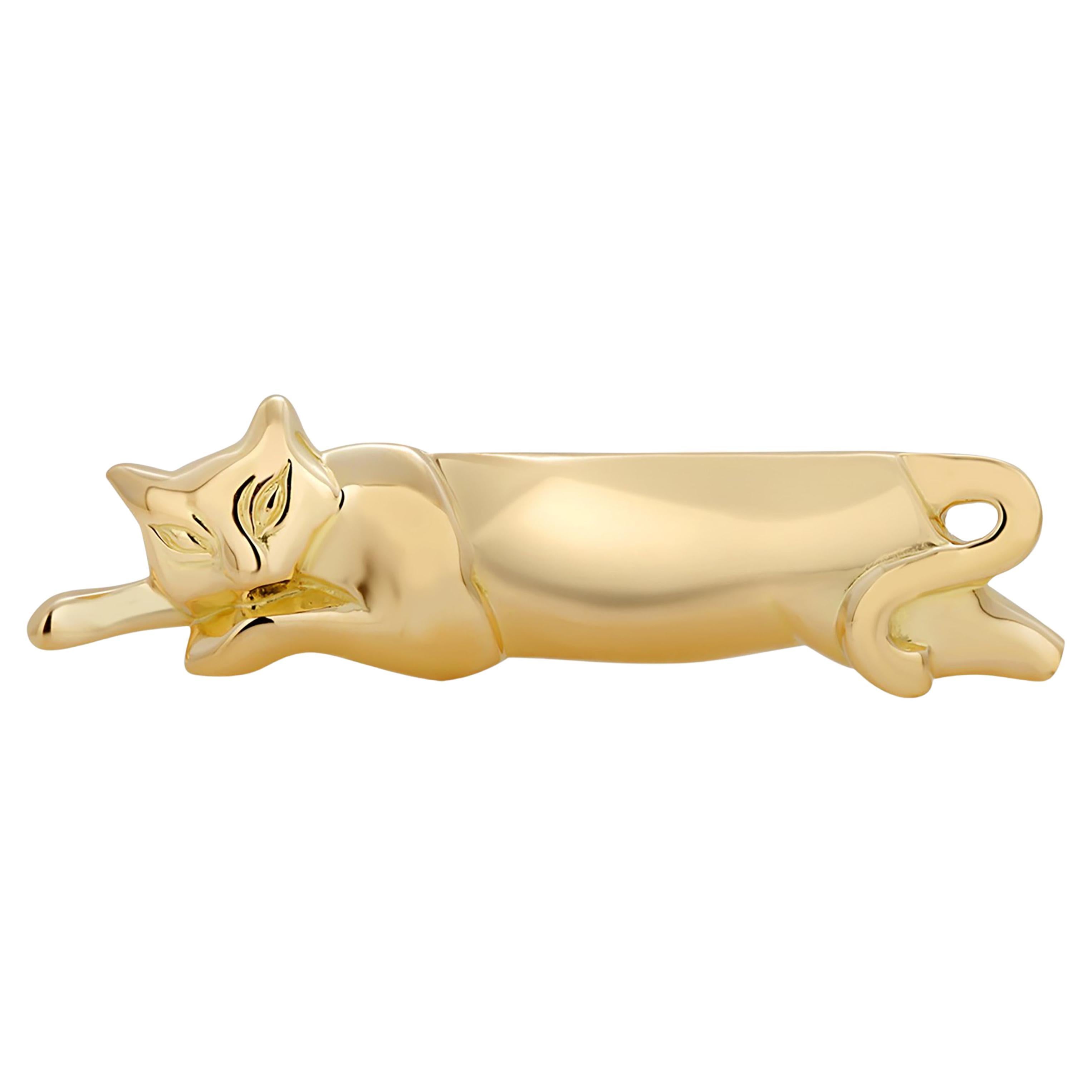 Tiffany and Co. 1950s Ruby and Emerald Whimsical Kitty Cat Gold Brooch