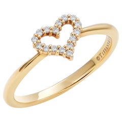 Retro Tiffany and Co. Eighteen Karat Yellow Gold Diamond Heart Cocktail Ring
