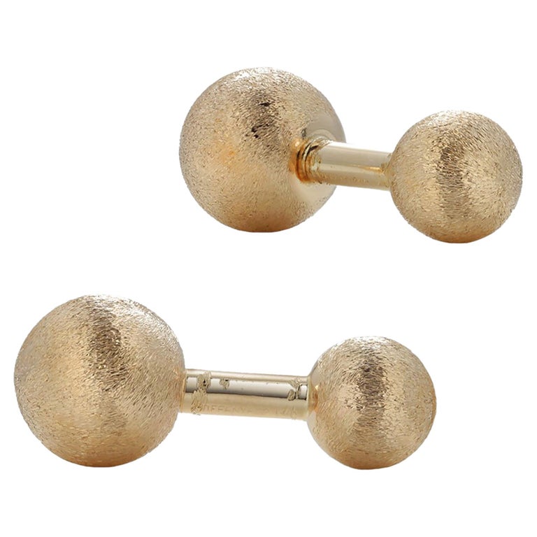 Boutons De Manchette Vintage Or 14K 3,9g - Design Géométrique Gravés - Occasion Très Bon État