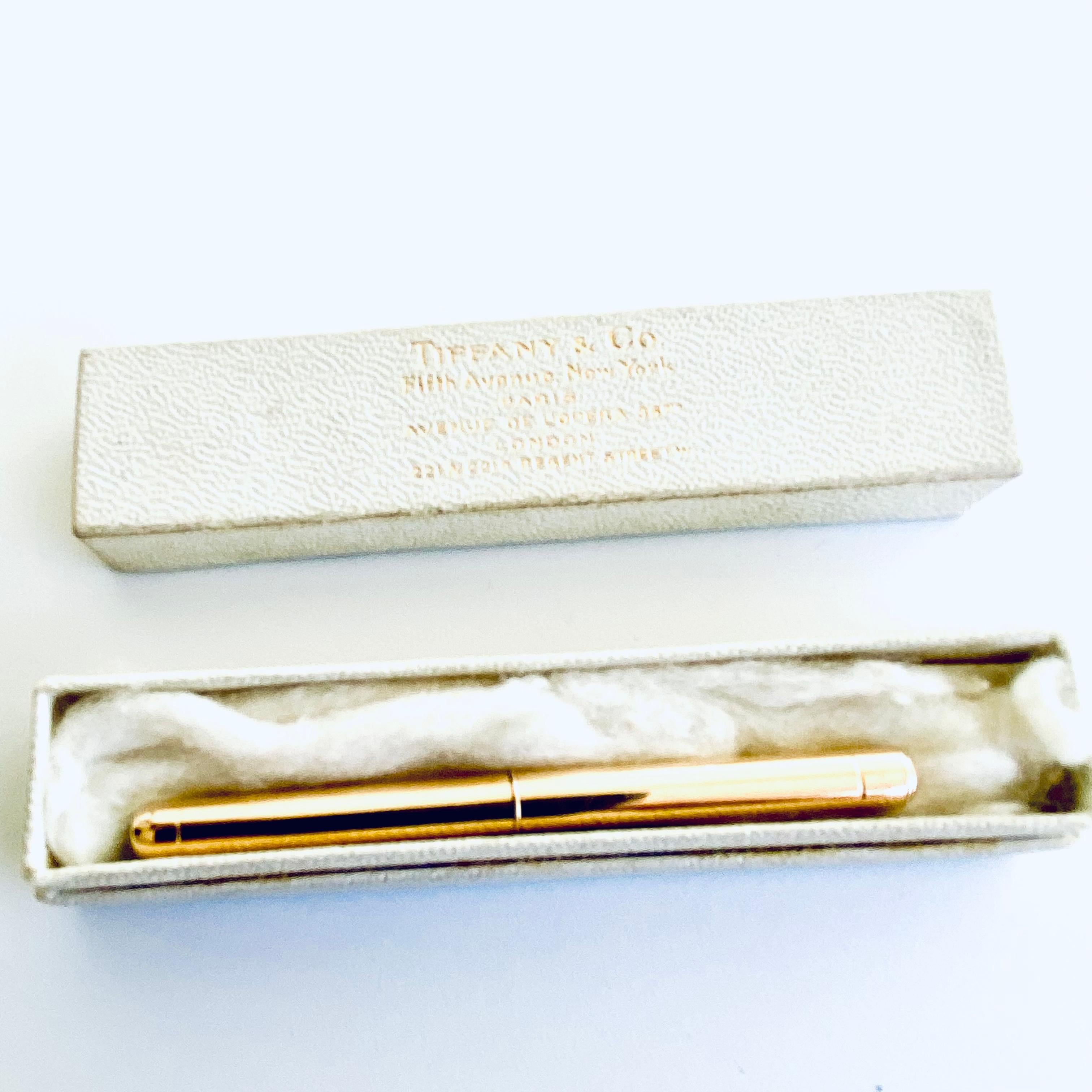 Vintage Tiffany Co 14 Karat Yellow Gold Retractable 2 Inch Long Toothpick 3